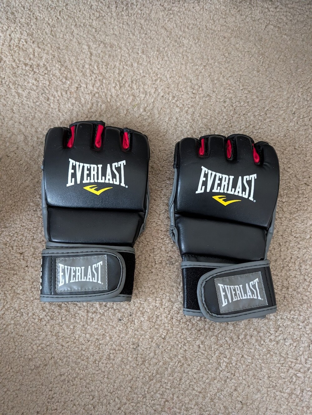 Everlast Black Gloves with Red and Yellow Accents